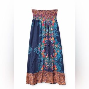 Angie Floral Maxi Skirt - Blue and Orange
